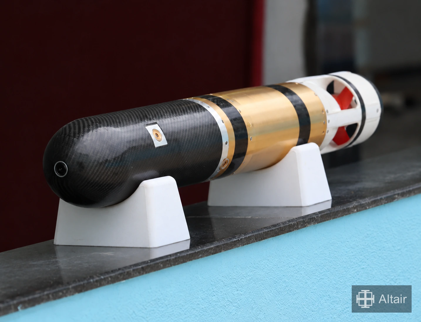 Altair EMATT underwater training target with carbon-fibre nose and gold body