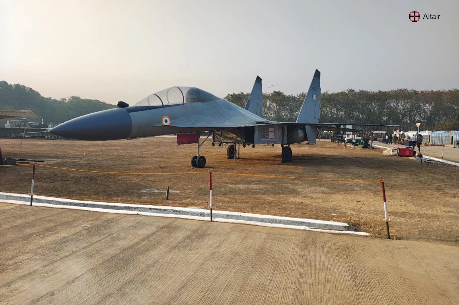 Altair inflatable Su-30 MKI decoy displayed outdoors