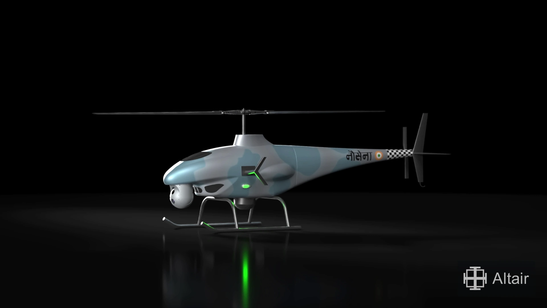 Three-quarter render of the VARUN MK I naval unmanned helicopter