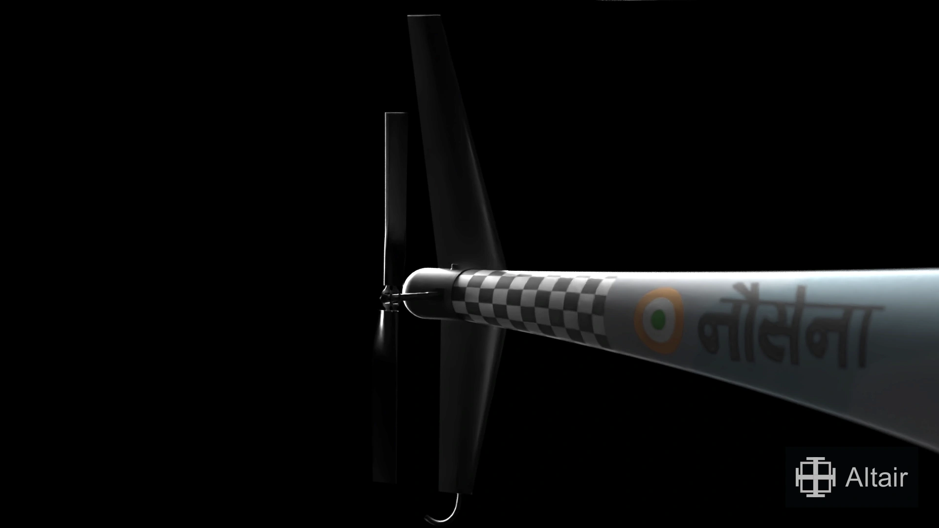 Rendered detail of the VARUN tail rotor and airframe